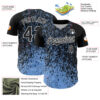 Custom Black Light Blue-White Abstract Fragment Splatter Authentic Baseball Jersey