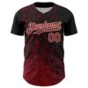 Custom Black Crimson-Cream Abstract Fragment Splatter Authentic Baseball Jersey