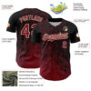 Custom Black Crimson-Cream Abstract Fragment Splatter Authentic Baseball Jersey