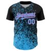 Custom Black Sky Blue-Pink Abstract Fragment Splatter Authentic Baseball Jersey