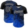 Custom Black Thunder Blue-White Abstract Fragment Splatter Authentic Baseball Jersey