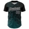 Custom Black Midnight Green-White Abstract Fragment Splatter Authentic Baseball Jersey