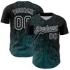 Custom Black Midnight Green-White Abstract Fragment Splatter Authentic Baseball Jersey