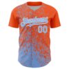 Custom Orange Light Blue-White Abstract Fragment Splatter Authentic Baseball Jersey