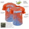 Custom Orange Light Blue-White Abstract Fragment Splatter Authentic Baseball Jersey