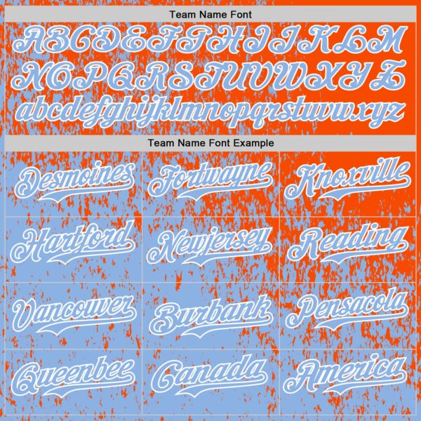 Custom Orange Light Blue-White Abstract Fragment Splatter Authentic Baseball Jersey