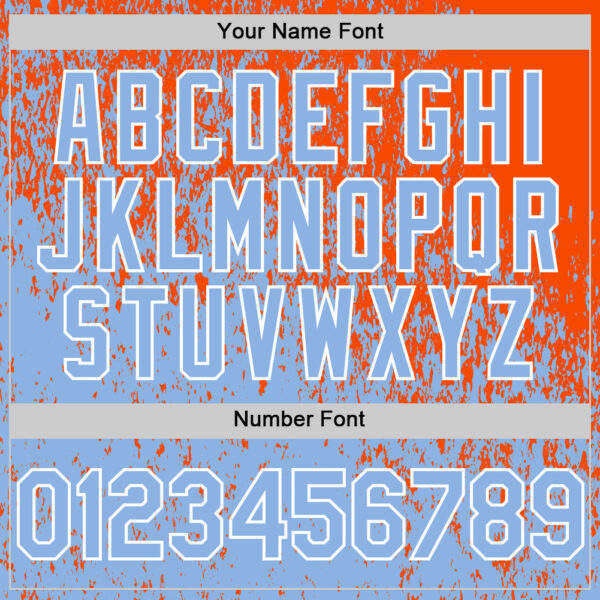 Custom Orange Light Blue-White Abstract Fragment Splatter Authentic Baseball Jersey