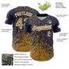Custom Navy Old Gold-White Abstract Fragment Splatter Authentic Baseball Jersey