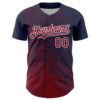 Custom Navy Crimson-White Abstract Fragment Splatter Authentic Baseball Jersey