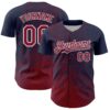 Custom Navy Crimson-White Abstract Fragment Splatter Authentic Baseball Jersey