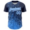 Custom Navy Electric Blue-White Abstract Fragment Splatter Authentic Baseball Jersey