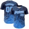 Custom Navy Electric Blue-White Abstract Fragment Splatter Authentic Baseball Jersey