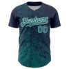 Custom Navy Teal-White Abstract Fragment Splatter Authentic Baseball Jersey