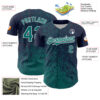 Custom Navy Teal-White Abstract Fragment Splatter Authentic Baseball Jersey