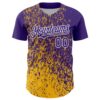 Custom Purple Gold-White Abstract Fragment Splatter Authentic Baseball Jersey