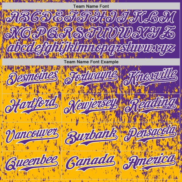 Custom Purple Gold-White Abstract Fragment Splatter Authentic Baseball Jersey