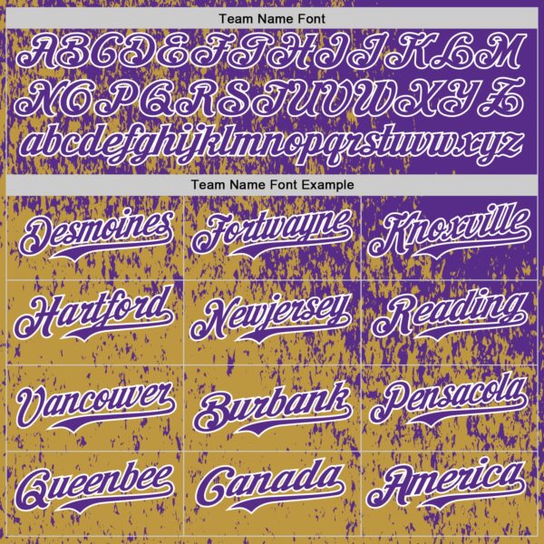 Custom Purple Old Gold-White Abstract Fragment Splatter Authentic Baseball Jersey