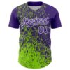 Custom Purple Neon Green-White Abstract Fragment Splatter Authentic Baseball Jersey
