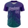 Custom Purple Teal-White Abstract Fragment Splatter Authentic Baseball Jersey