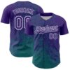 Custom Purple Teal-White Abstract Fragment Splatter Authentic Baseball Jersey