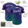 Custom Purple Teal-White Abstract Fragment Splatter Authentic Baseball Jersey
