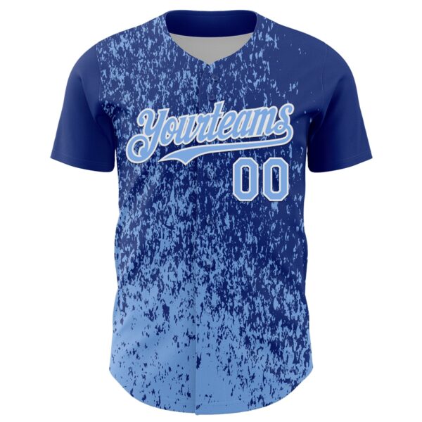 Custom Royal Light Blue-White Abstract Fragment Splatter Authentic Baseball Jersey