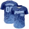 Custom Royal Light Blue-White Abstract Fragment Splatter Authentic Baseball Jersey