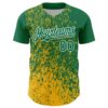 Custom Kelly Green Gold-White Abstract Fragment Splatter Authentic Baseball Jersey