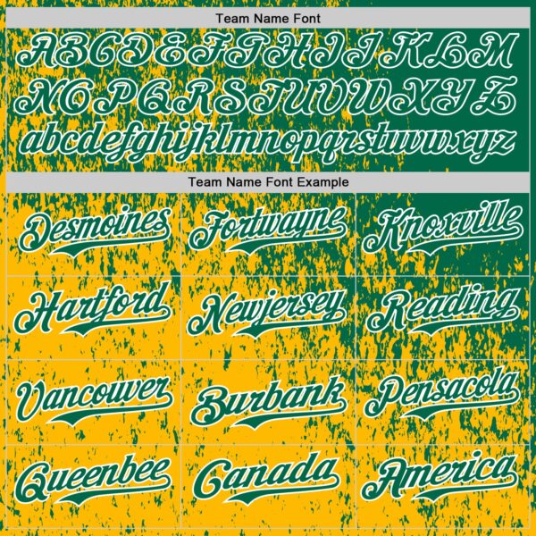 Custom Kelly Green Gold-White Abstract Fragment Splatter Authentic Baseball Jersey