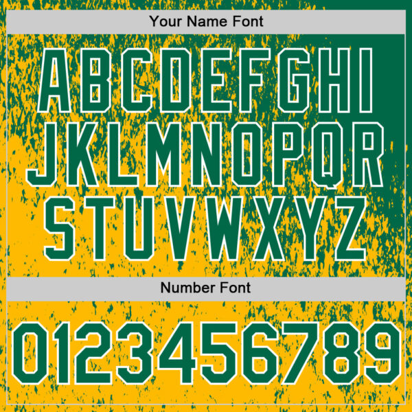 Custom Kelly Green Gold-White Abstract Fragment Splatter Authentic Baseball Jersey