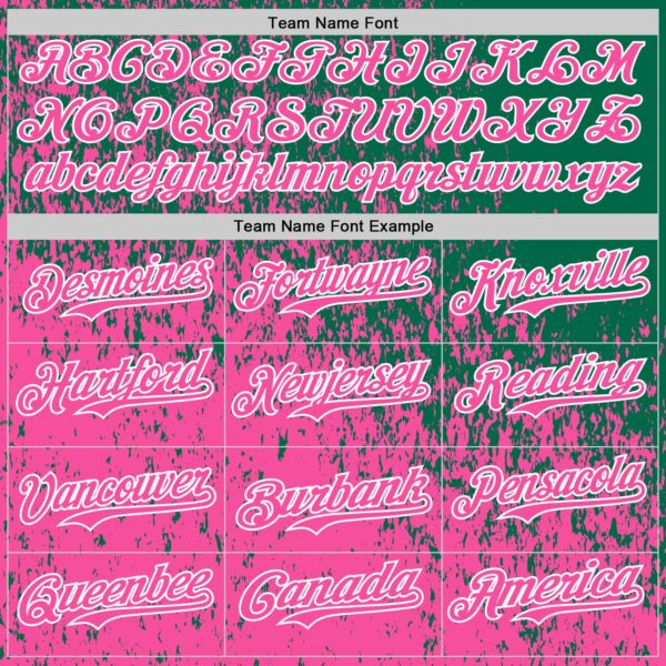 Custom Kelly Green Pink-White Abstract Fragment Splatter Authentic Baseball Jersey