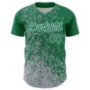 Custom Kelly Green Gray-White Abstract Fragment Splatter Authentic Baseball Jersey
