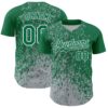 Custom Kelly Green Gray-White Abstract Fragment Splatter Authentic Baseball Jersey