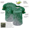 Custom Kelly Green Gray-White Abstract Fragment Splatter Authentic Baseball Jersey