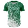 Custom Kelly Green White Abstract Fragment Splatter Authentic Baseball Jersey