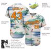 Custom Cream Bay Orange-Olive 3D Pattern Design Beach Coconut Palms Island And Sailboat Authentic Baseball Jersey