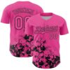 Custom Pink Black Splatter Authentic Baseball Jersey