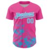 Custom Pink Sky Blue-White Splatter Authentic Baseball Jersey