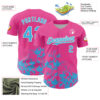 Custom Pink Sky Blue-White Splatter Authentic Baseball Jersey
