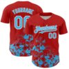 Custom Red Sky Blue-White Splatter Authentic Baseball Jersey