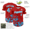 Custom Red Sky Blue-White Splatter Authentic Baseball Jersey