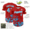 Custom Red Sky Blue-White Splatter Authentic Baseball Jersey