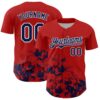 Custom Red Navy-White Splatter Authentic Baseball Jersey