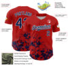 Custom Red Navy-White Splatter Authentic Baseball Jersey