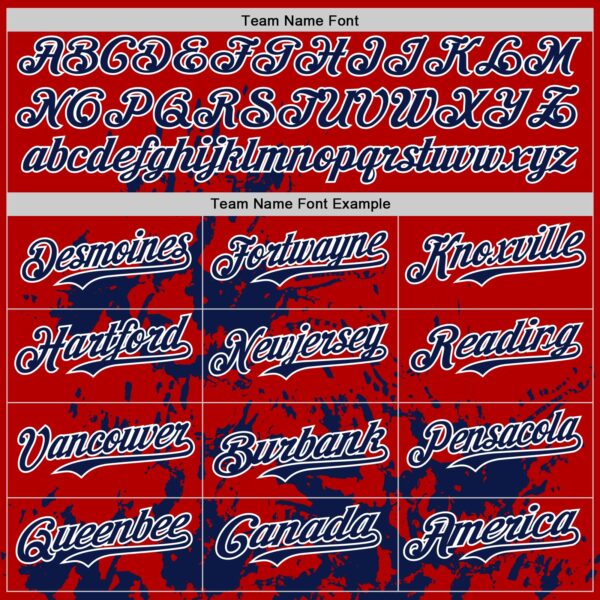 Custom Red Navy-White Splatter Authentic Baseball Jersey