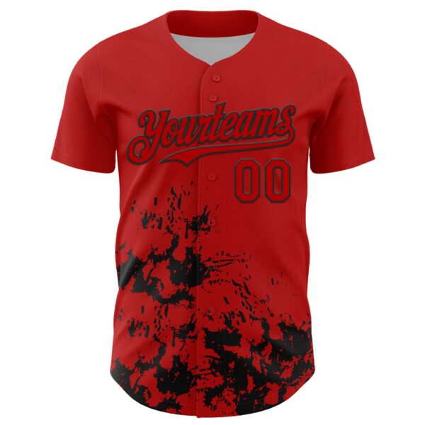 Custom Red Black Splatter Authentic Baseball Jersey
