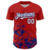 Custom Red White-Royal Splatter Authentic Baseball Jersey