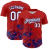 Custom Red White-Royal Splatter Authentic Baseball Jersey