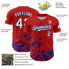 Custom Red White-Royal Splatter Authentic Baseball Jersey