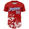 Custom Red White-Royal Splatter Authentic Baseball Jersey